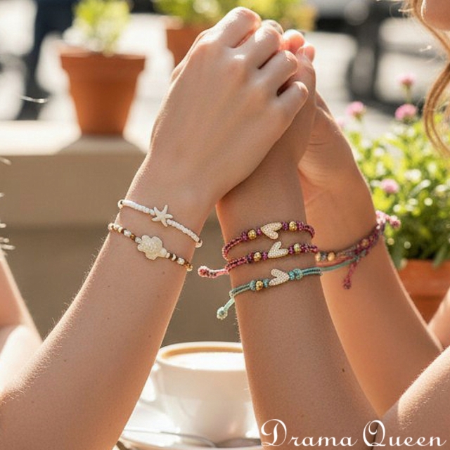 Pink Heart Rope Bracelet 