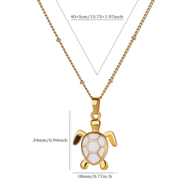 White Turtle Necklace 