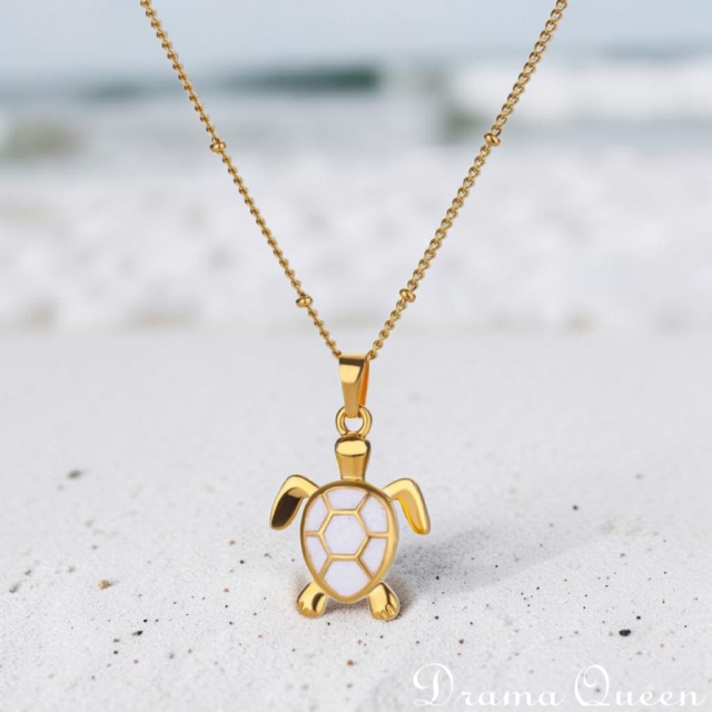 White Turtle Necklace 