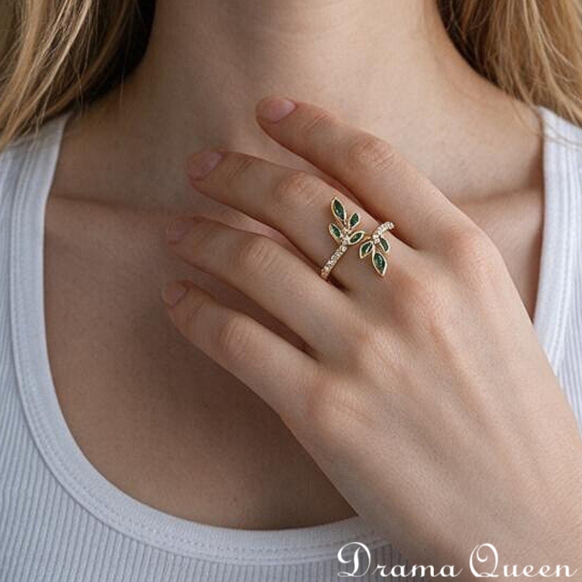 Emerald Leaf Ring